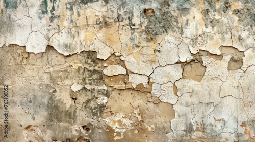 Old wall texture with peeled mortar and cracks