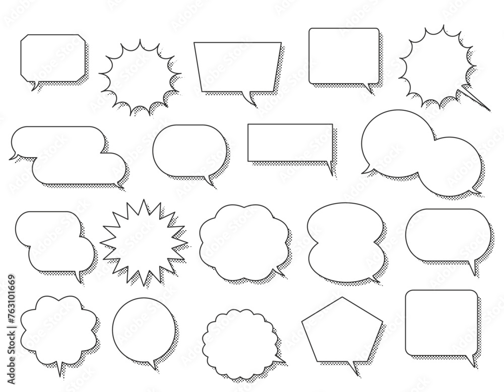 Obraz premium ドット柄の影がある吹き出しセット 