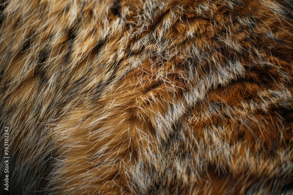 A close-up of the fur on an animal, showcasing the warmth and pattern of the coat, A close-up of the fur on an animal, showcasing the warmth and pattern of the coat,
