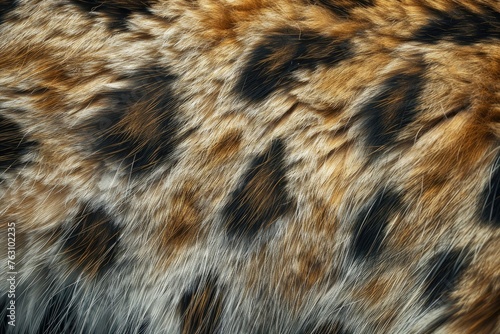 A close-up of the fur on an animal  showcasing the warmth and pattern of the coat 