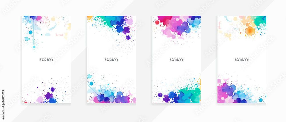 Watercolour blue and violet stains paint vector banners set Watercolour blue and violet stains paint vector banners set