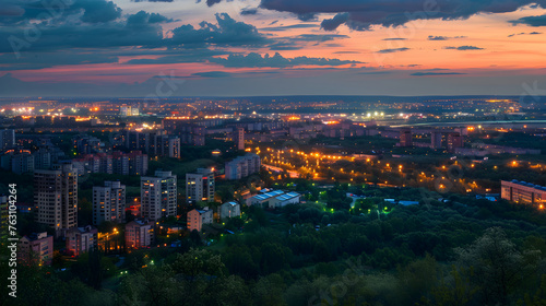 Twilight Magnificence: A captivating depiction of Izhevsk city bathed in city lights