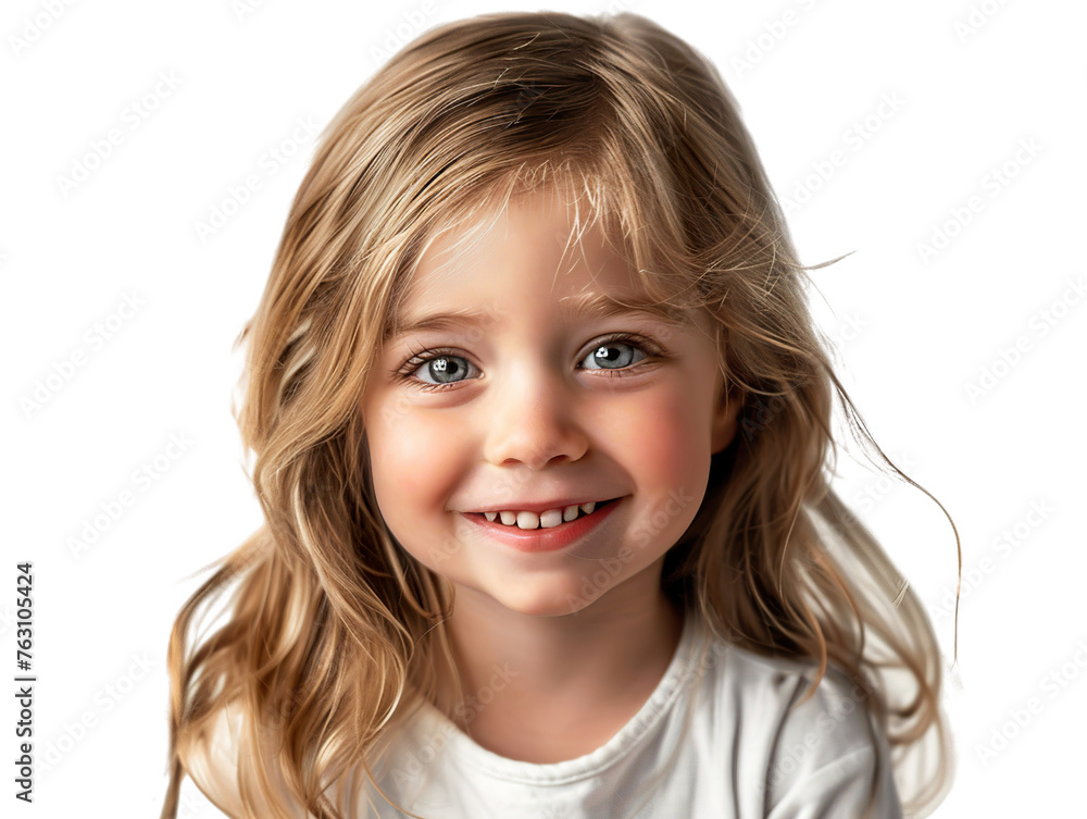 a hyper realistic image of a 4-5 year old caucasian girl, smiling, straight hair, shoulder level hairstyle, white background PNG a hyper realistic image of a 4-5 year old caucasian girl, smiling, straight hair, shoulder level hairstyle, white background PNG