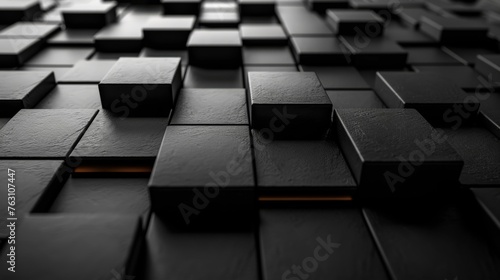 Abstract black cubes pattern with orange accent