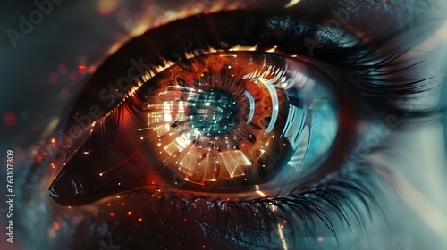 Extreme Close-Up of Digital Eye Concept Abstract Retina and Pupil