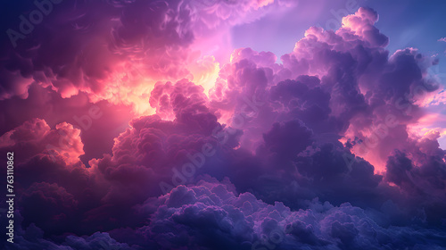 A photo of thunderclouds, with an eerie purple glow as the background, during an impending thunderstorm © CanvasPixelDreams