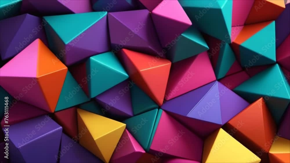 Video, abstract background. Multi-colored geometric volumetric figures move. AI generative. Video, abstract background. Multi-colored geometric volumetric figures move. AI generative.