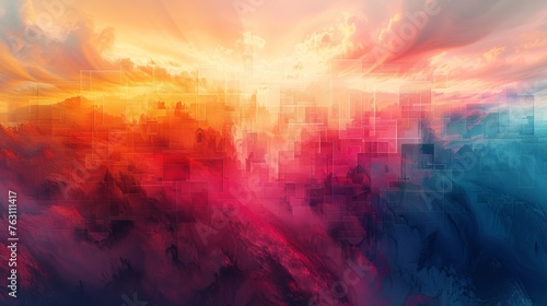 Abstract digital landscape with vibrant colors photo