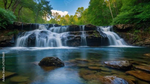 waterfall in the forest  long exposure  beautiful photo
