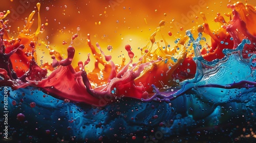 Colorful liquid splash on vivid background © iVGraphic