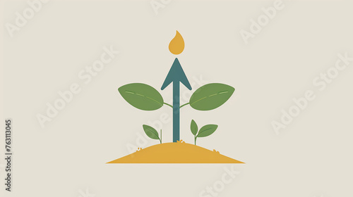 Illustrating Personal Growth: Upward Arrow and Sprouting Plant for Development © 39 Rako