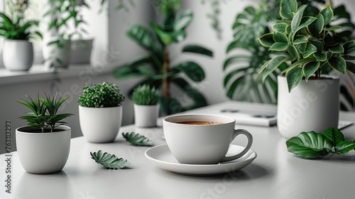 cup of coffee and plant