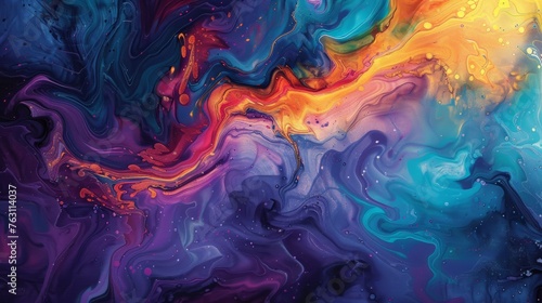Abstract colorful fluid art painting © iVGraphic