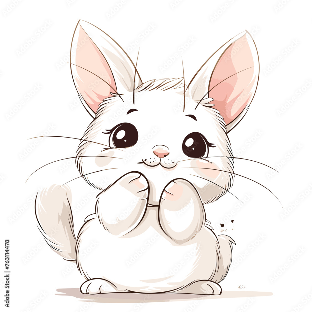 adorable bunny chubby rabbit smilling