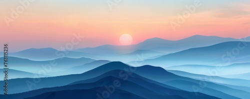 Sunrise over misty mountains