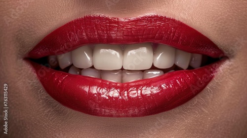 Dental care concept  hollywood smile  perfect teeth  lush woman lips  close up photo  professional photography