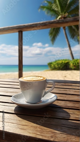 coffee on the beach, ai generated