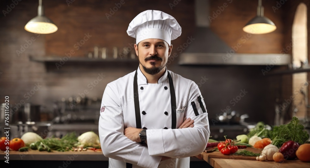 Portrait of a smiling male chef in the kitchen Portrait of a smiling male chef in the kitchen