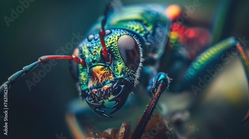 Close-up of a colorful jewel beetle - macro insect photography