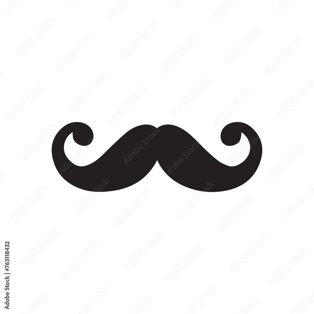 Mustache Black icon isolated on white background.Vector illustration design. Mustache Black icon isolated on white background.Vector illustration design.
