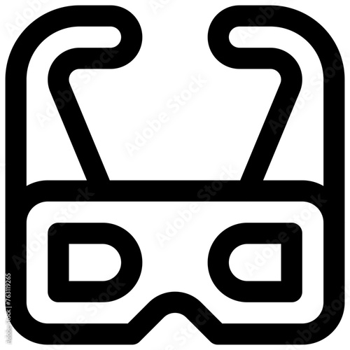 3D glasses. Editable stroke vector icon.