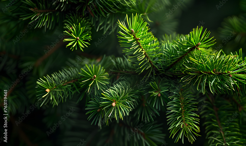 bright green pine in dark, Generative AI bright green pine in dark, Generative AI