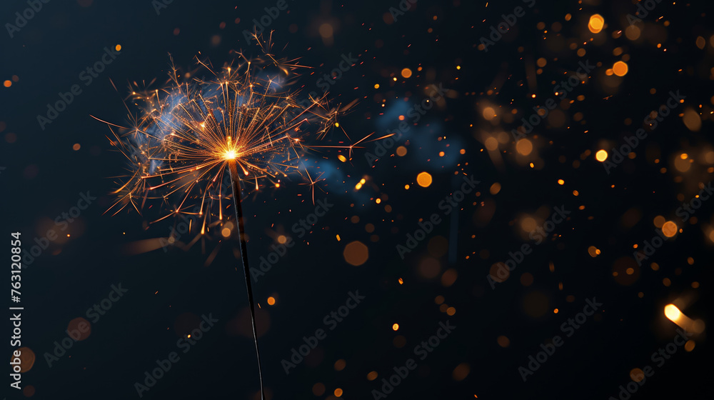 Obraz premium Close up sparkling firework on a colourful blurred background