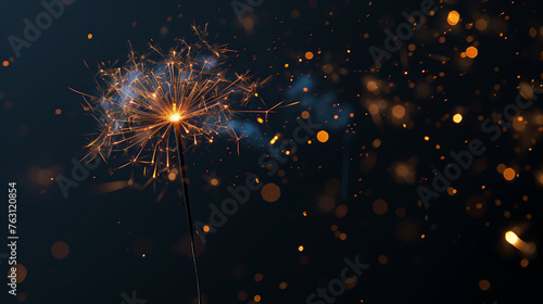 Close up sparkling firework on a colourful blurred background