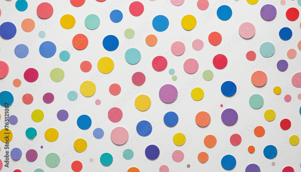 Colorful polka dots in the center of white background Colorful polka dots in the center of white background