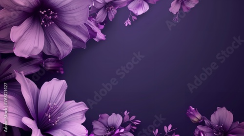 Background of purple drawn flowers with empty space
