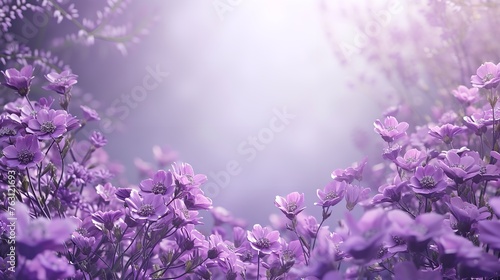 Background of purple drawn flowers with empty space