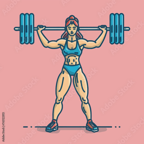 red white black modern style minimalist lines of a strong muscle pose strong body builder anatomy man at gym with bundle Doing exercises in all body positions using different gym equipment