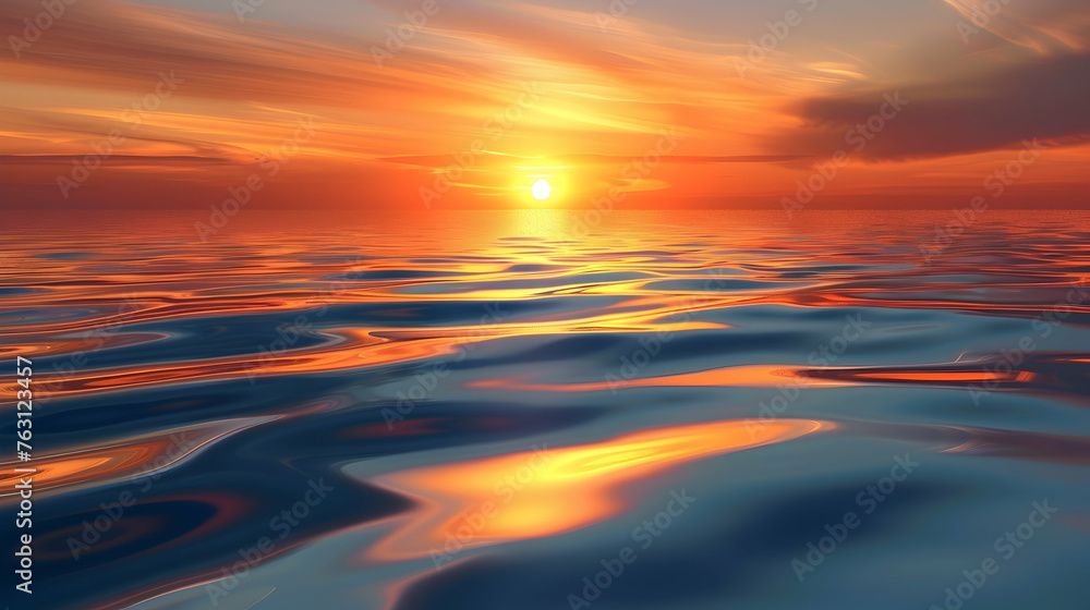 Sunset over water nature beauty reflected in tranquil waves