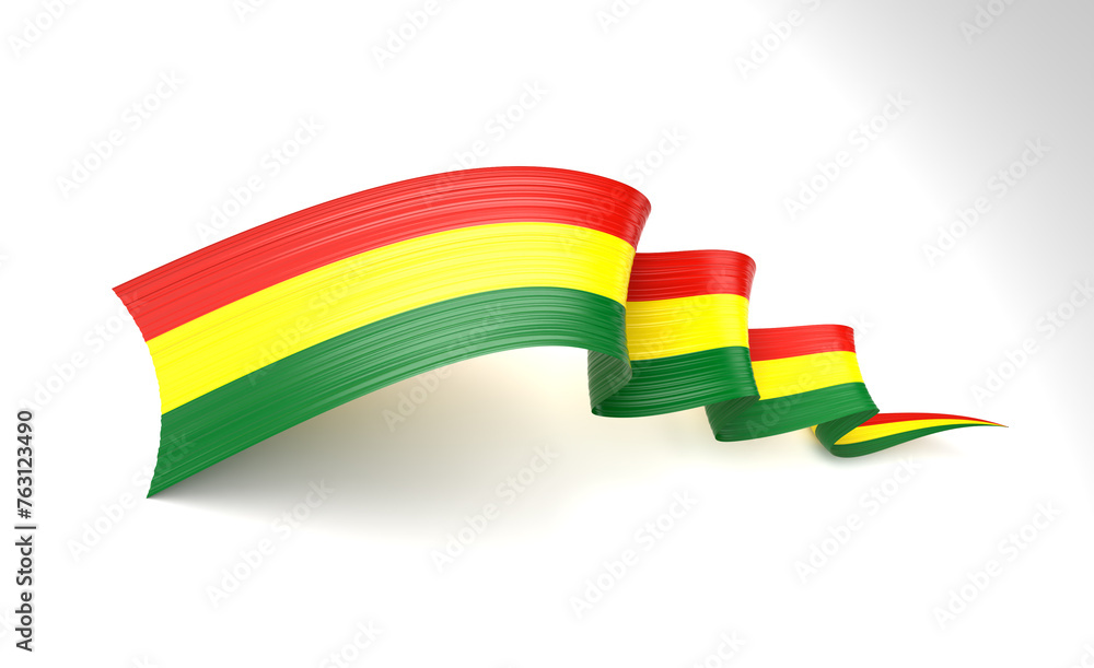 Obraz premium 3d Flag Of Bolivia 3d Shiny Waving Twisted Ribbon Flag Isolated On White Background 3d Illustration