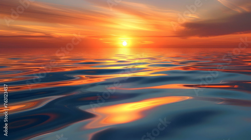 Sunset over water nature beauty reflected in tranquil waves