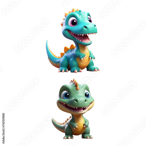 3d rendered of a cute dinosaurs cartoon character. Generative AI