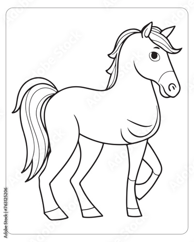Playful cartoon horse outline coloring page an engaging animal activity for young foal