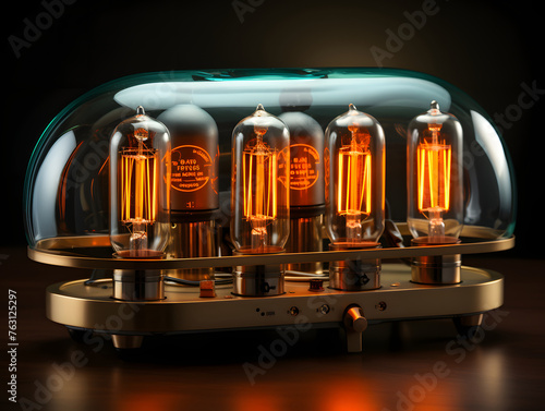 igloo radio tube in brass finish with three lights