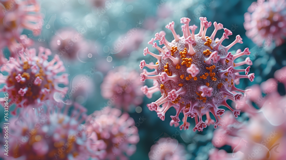 Pandemic Panorama: 3D Viruses Texture in Medicine Science Background , generated by IA Pandemic Panorama: 3D Viruses Texture in Medicine Science Background , generated by IA