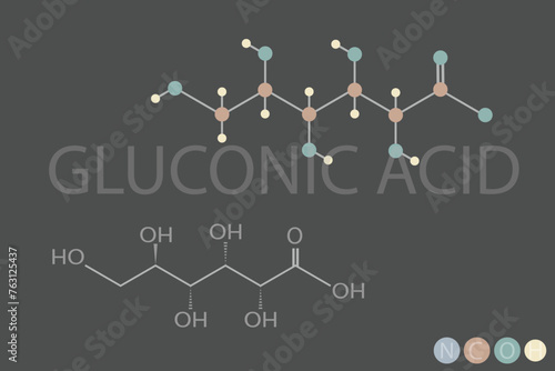 gluconic acid molecular skeletal chemical formula