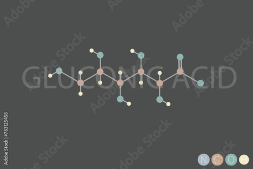 gluconic acid molecular skeletal chemical formula