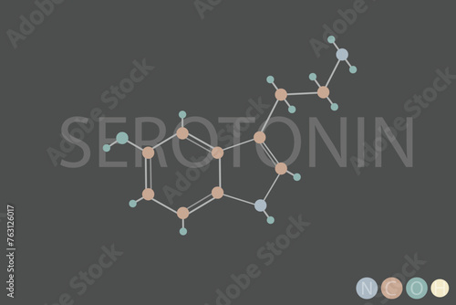  serotonin molecular skeletal chemical formula