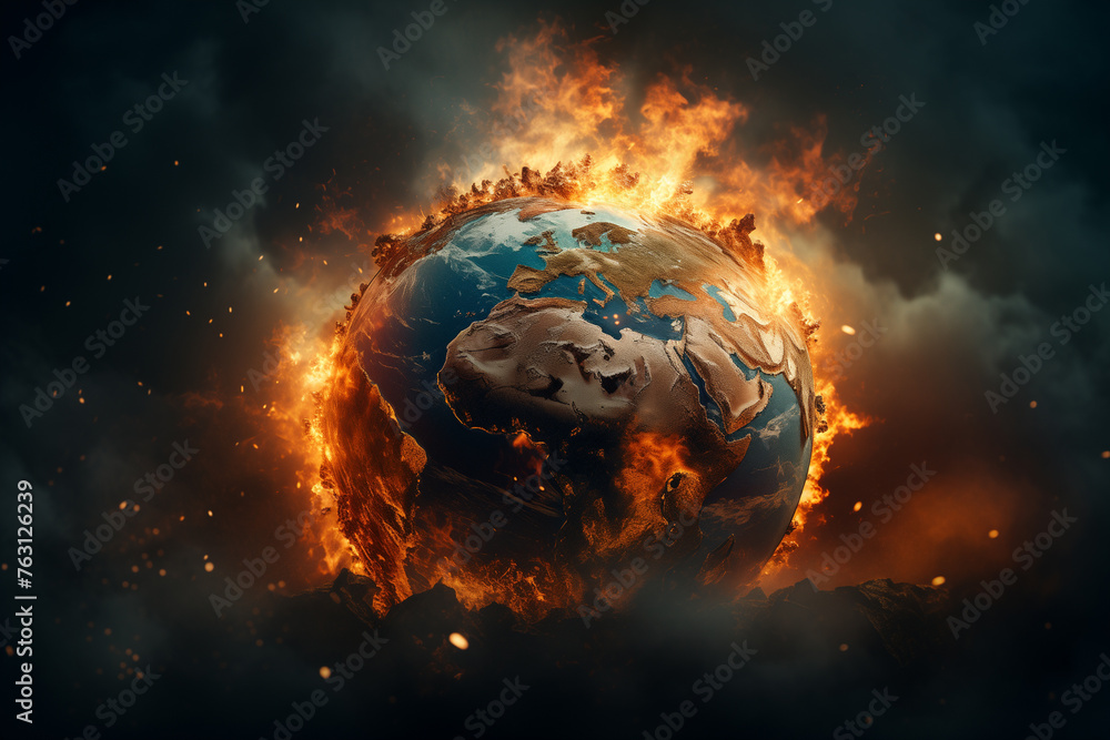 Concept of global warning, climate change and dying Earth. - obrazy, fototapety, plakaty 