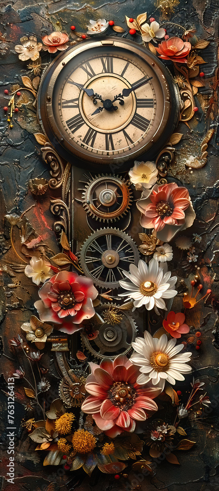 vintage background, products, enginer, generative, ai, steampunk,  clock background, clock, watch, mechanism, gears, metal, wheel, vintage, time, old, clockwork, steampunk style