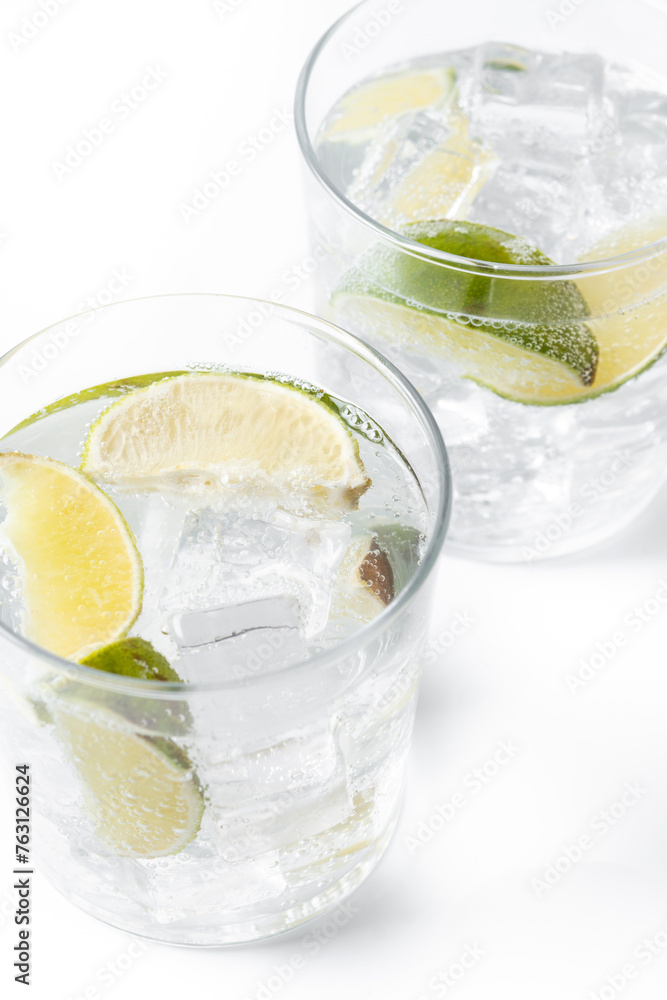 Glass of vodka tonic cocktail isolated on white background Glass of vodka tonic cocktail isolated on white background