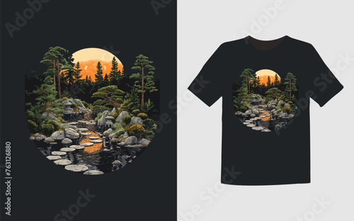 Japanese zen garden tshirt design
