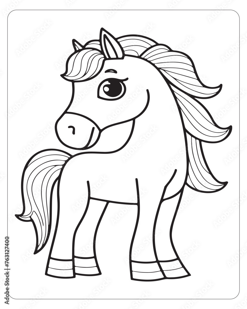 Horse Vector, Horse Coloring Pages, Black and white Animals 