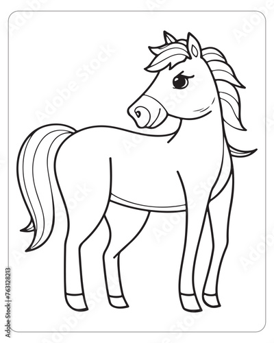 A delightful cartoon horse coloring outline perfect for children and young learners