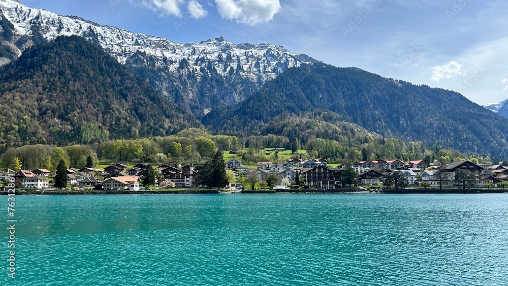Scenic view of Lake Brienz in Interlaken, Bern Switzerland