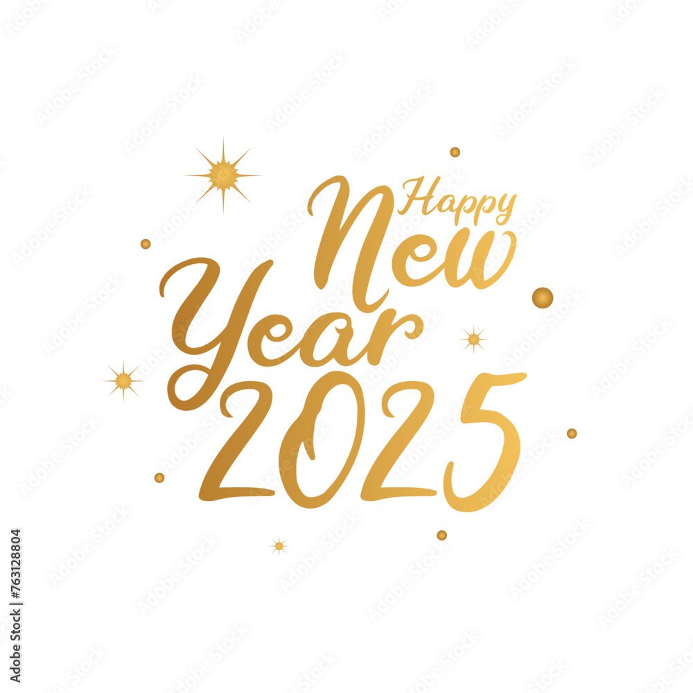Happy New Year 2025 in typography and line design for posters, brochures, websites, or advertisements.